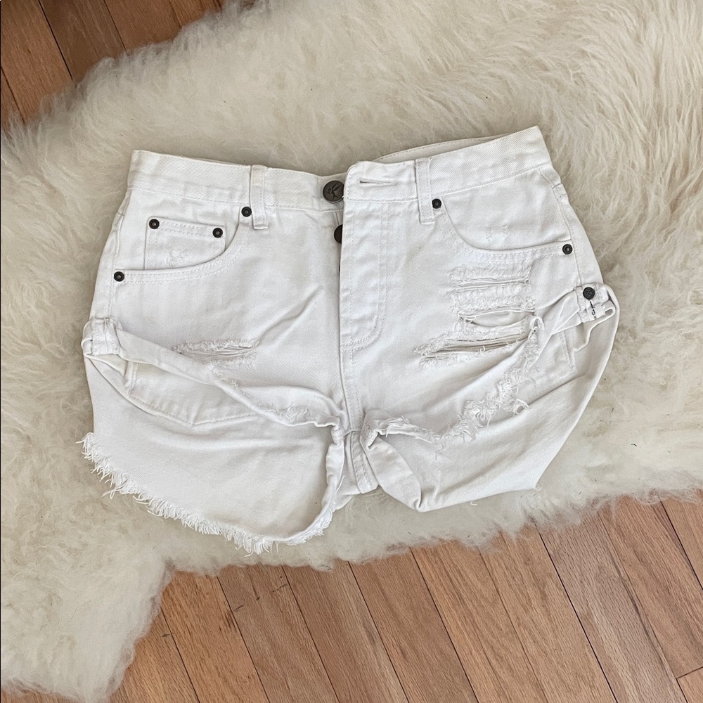 One Teaspoon White Denim Shorts - Bandits